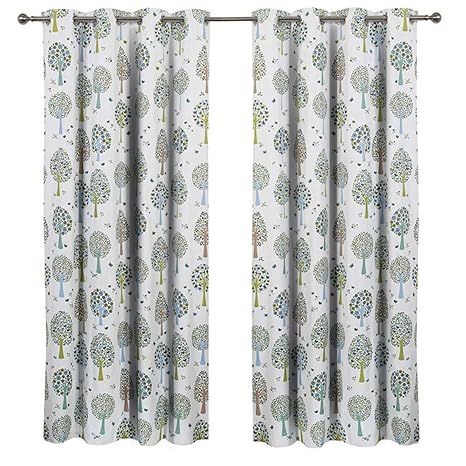 Sherwood 1 Pair Children Tree Curtain Coated Blockout Eyelet