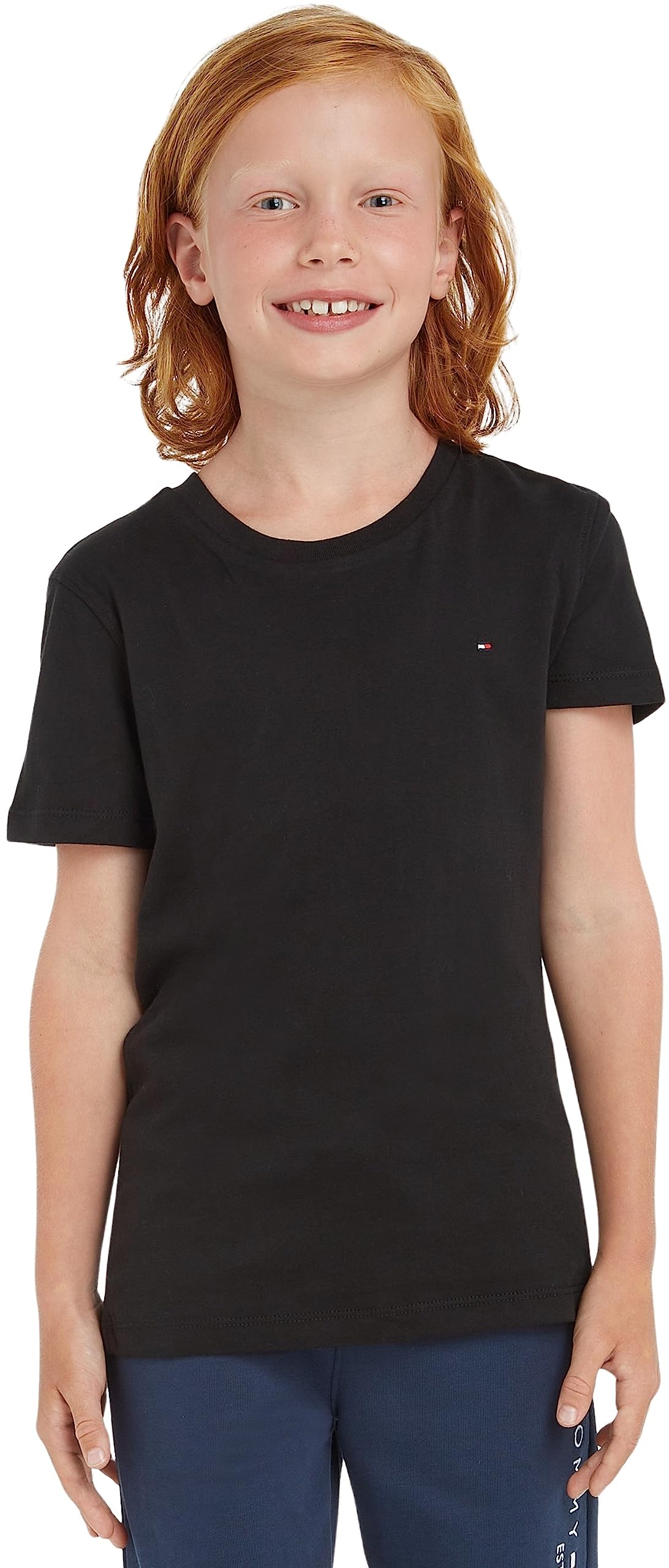 Tommy Hilfiger Jungen Boys Basic Cn Knit S/S Kb0kb04140 Kurzarm Strickoberteile, Schwarz (Meteorite), 8 Jahre EU 2