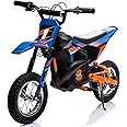 JoyWheel 24V Dirt Bike for Kids, 250W Motor 13.6MPH Fast Speed Kids Electric Dirt Bike, Electric Off-Road Motorcycle with Rear Wheel Suspension, Leather Seat, Metal Suspension, Blue