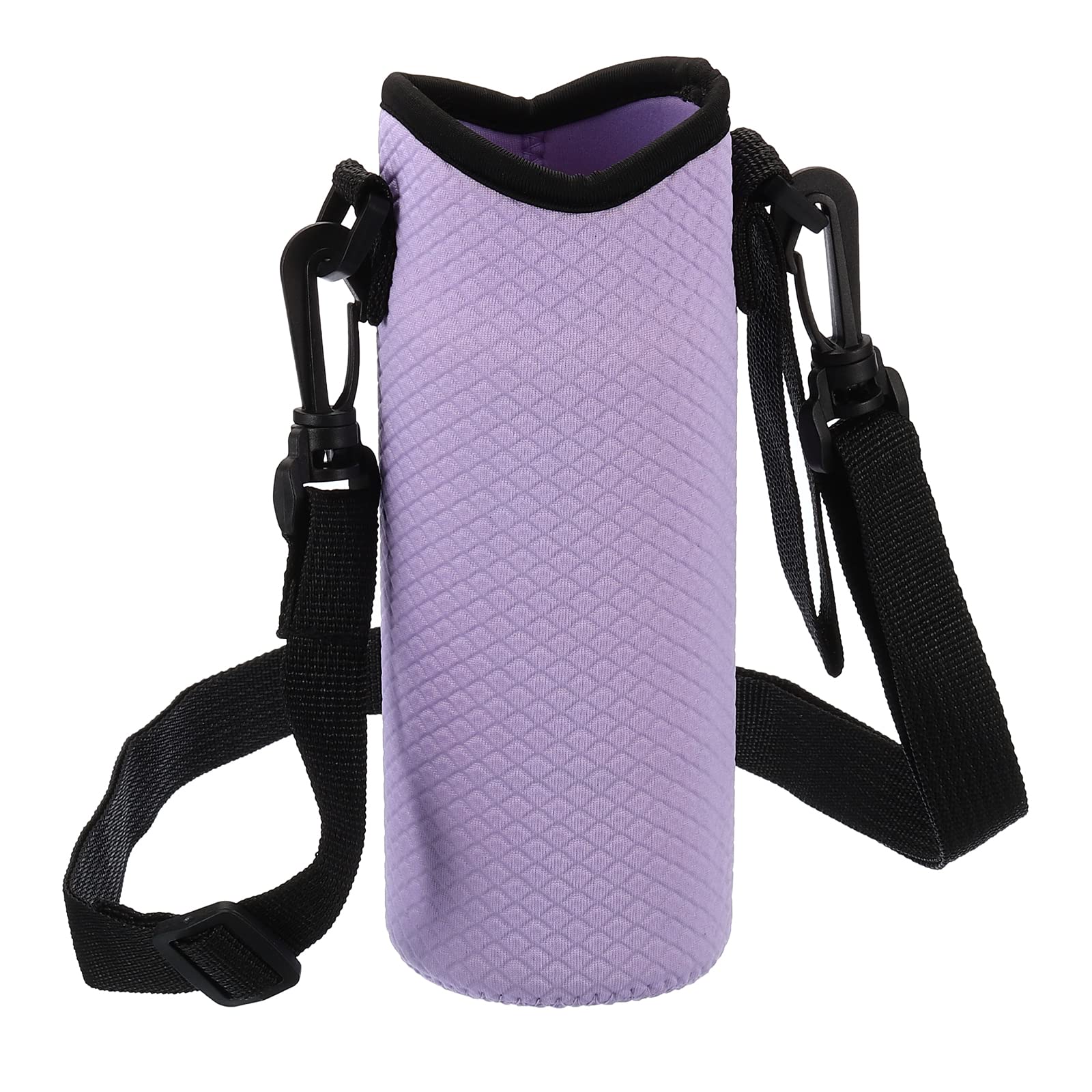 PATIKIL 66mmx185mm Water Bottle Sling Bag, 1 Pack Neoprene Portable Insulated Bottle Holder Carrier Textured with Adjustable Shoulder Strap, Light Purple