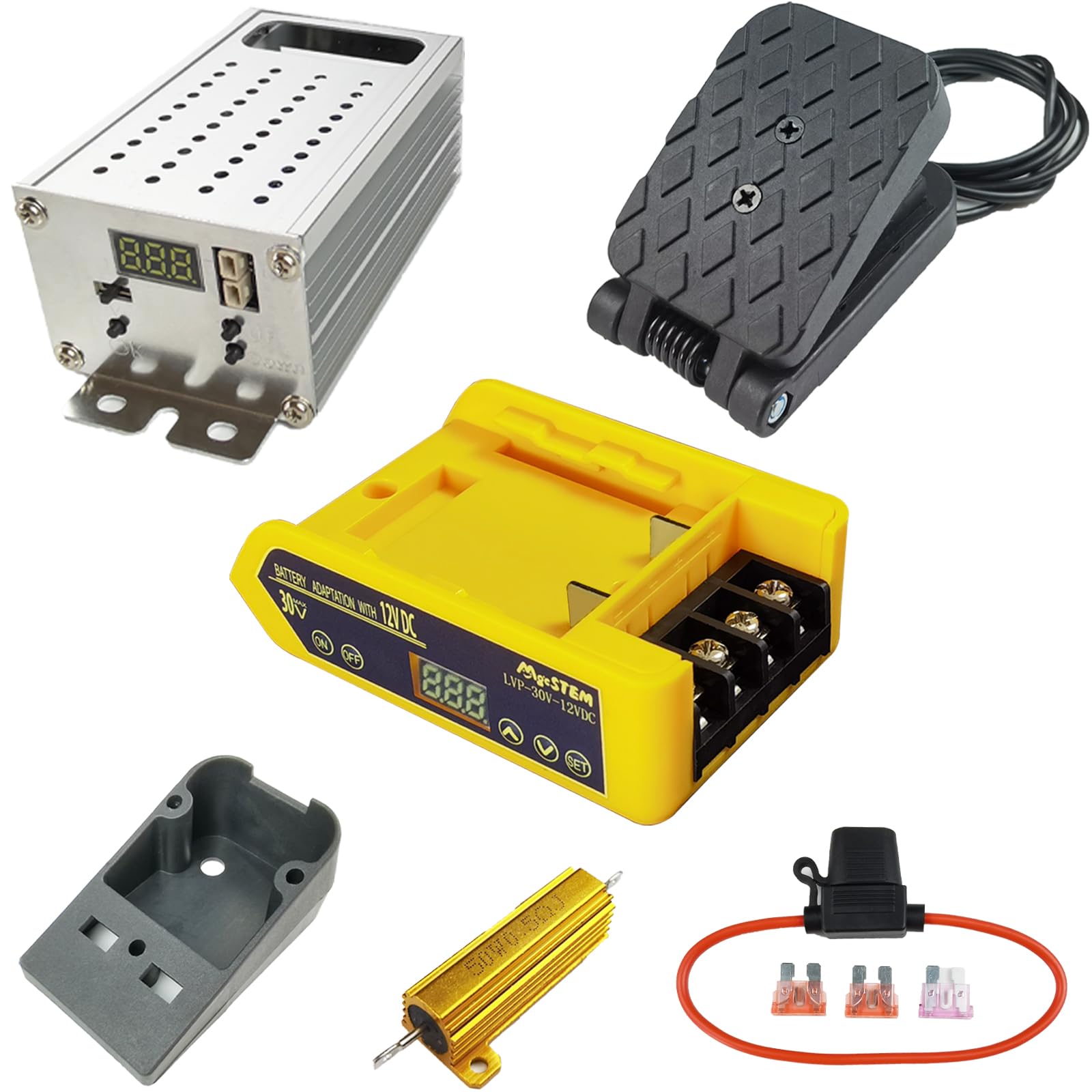 Photo 1 of Low Voltage Protection Power Wheels Battery Adapter & Dc Motor Speed Controller Power Wheels 24v Conversion Kit(Compatible with DeWalt 20V Battery Adapter Supports 13V-30V)