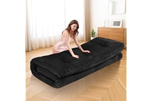 cidludto Japanese Floor Mattress Foldable, 4" Futon Mattress Queen Size Sofa Couch Bed, Thicker Tatami Mat Sleeping Pad, Floor Futons Cushions, Black