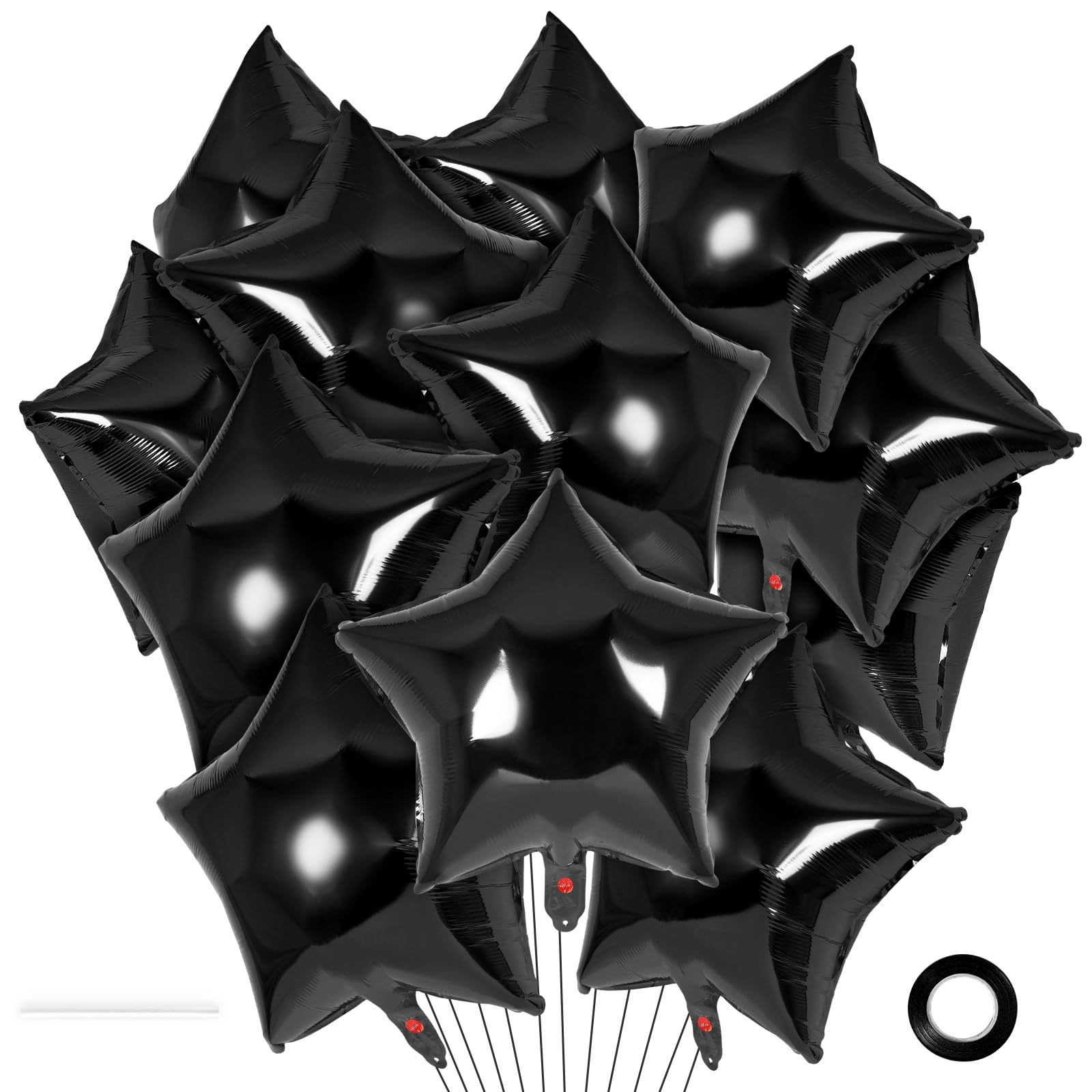 20 Pcs Star Balloons,18 Inch Black Star Foil Balloons,Stars Shaped Balloon Mylar Helium Balloon for Birthday Party Anniversary Wedding Baby Shower Decorations (Black)