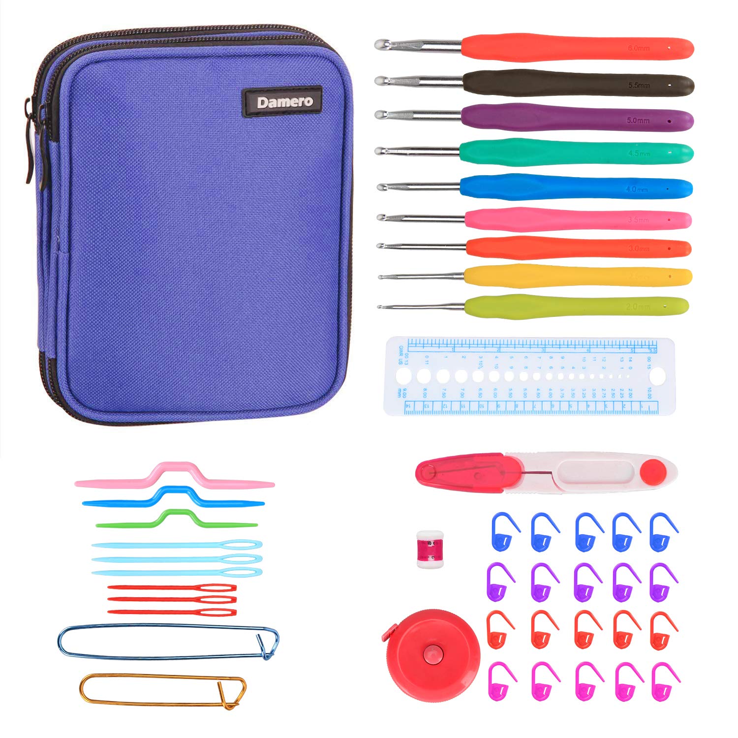 Buy Damero Crochet Hooks Set with Full Set, Crochet Kit with Organiser