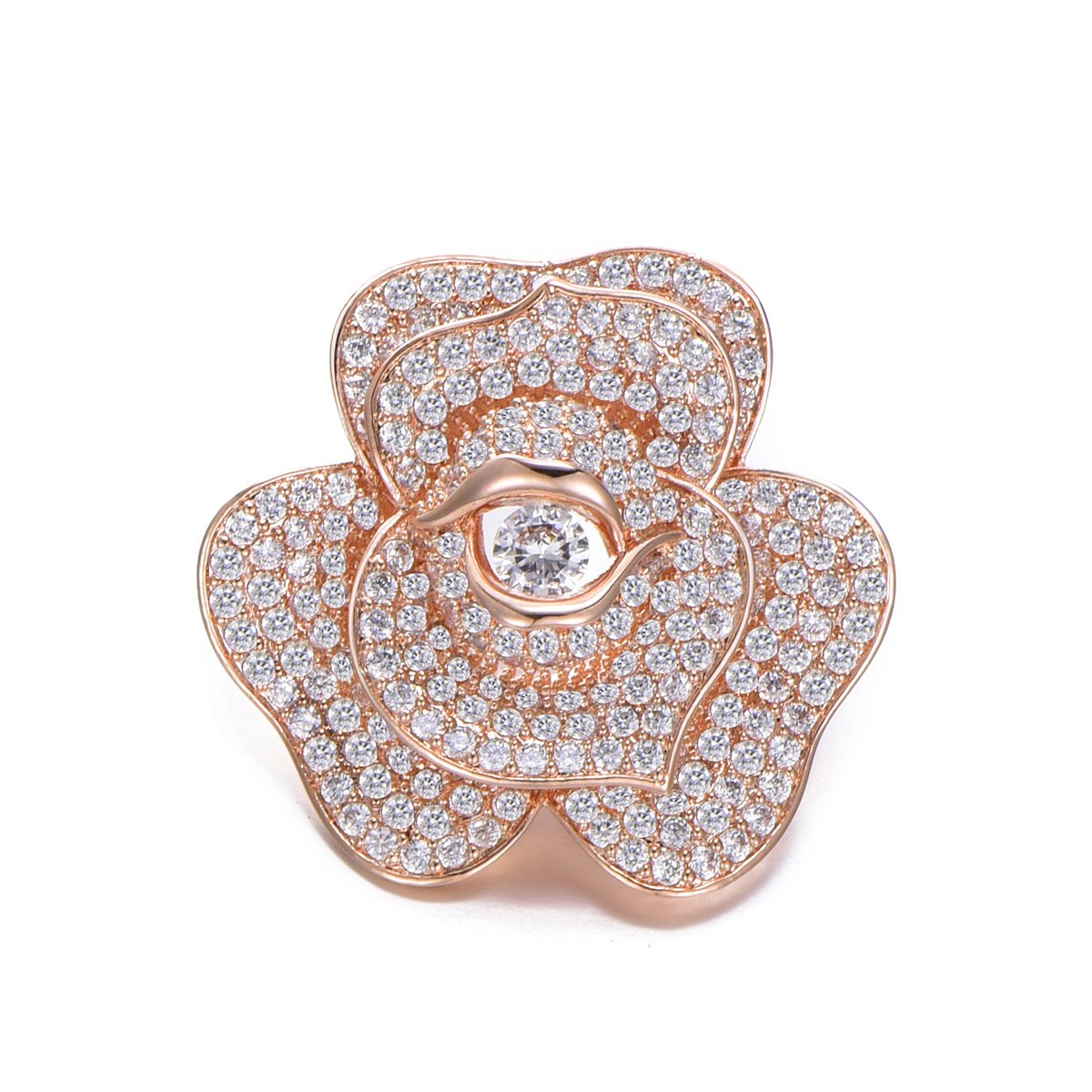 PengJin-Women's Charm Flower Brooch, Made of Copper and Cubic Zircon for Ladies, Noble, Luxurious and Elegant