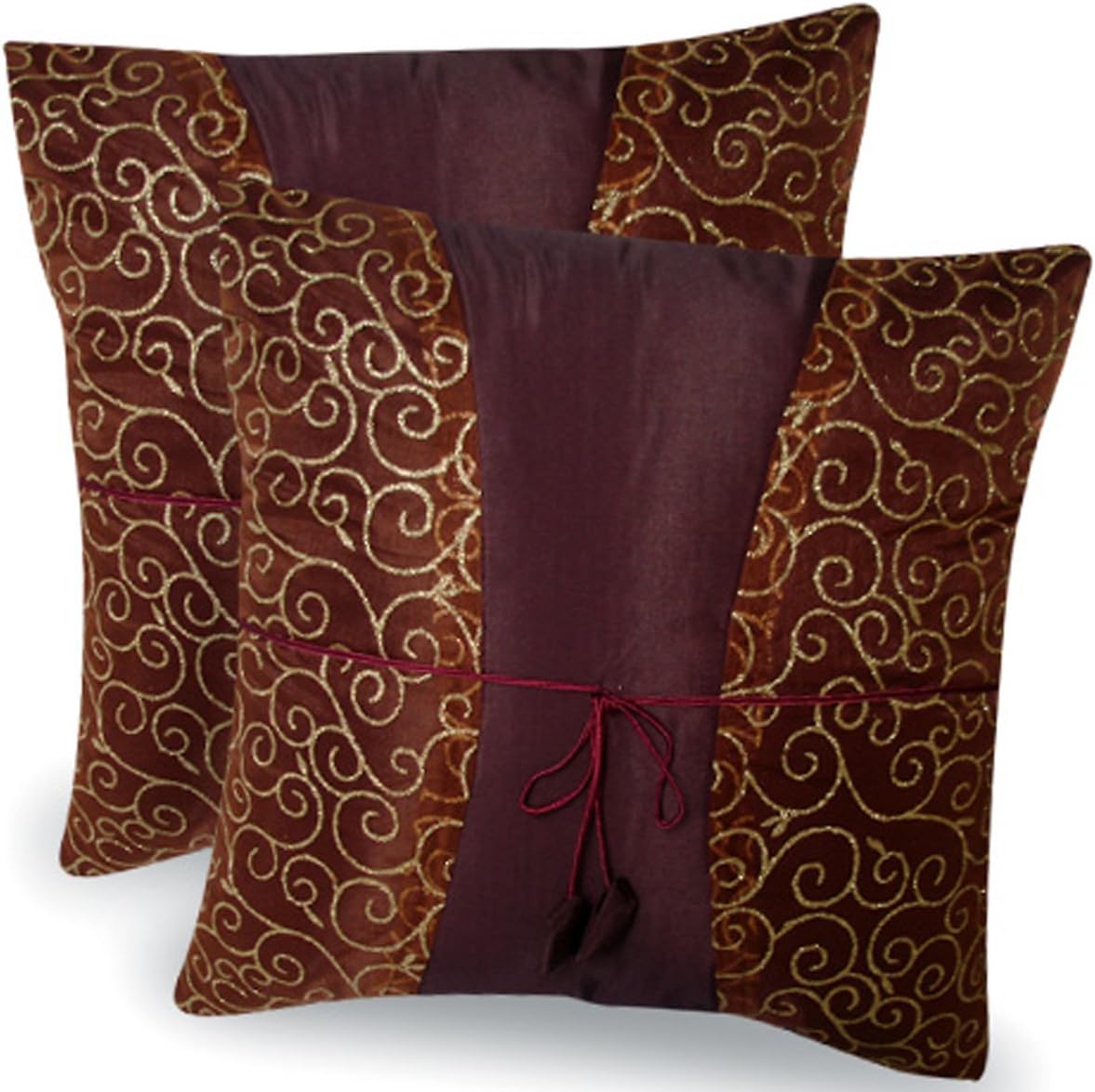 2 THAI SILK DECORATIVE THROW CASES PILLOW COVER RED OR FOR