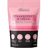 JUST INGREDIENTS Strawberries & Cream Protein Powder – 20-Serving Blend with 100% Grass-Fed Whey & Organic Plant Proteins – Real Strawberry Flavor – Supports Muscle Recovery, Energy*