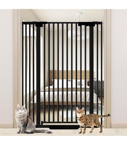 Barrière De Sécurité Pour Chat 218 Cm – Extra-haute, Barreaux Rapprochés, Montage Sans Perçage, Avec Serrure