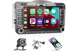 PODOFO Apple Carplay Car Stereo CD/DVD Player for VW Passat Jetta Golf Polo Tiguan Touran MK5 MK6 Seat Skoda, 7 Inch Touchscreen Car Radio Audio with Bluetooth/USB/FM/Android Auto/Mirror Link/Backup Camera