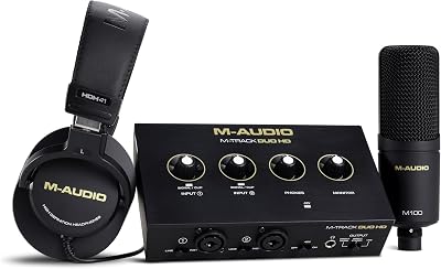 M-Audio M-Track Duo HD Audio Interface with M100 Mic and HDH41 Headphones
