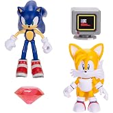 JAKKS Pacific Sonic The Hedgehog 4-Inch Articulated Action Figures from Wave #20 2PK - Includes Sonic with Red Chaos Emerald and Tails with Power Sneakers Item Box Accessories