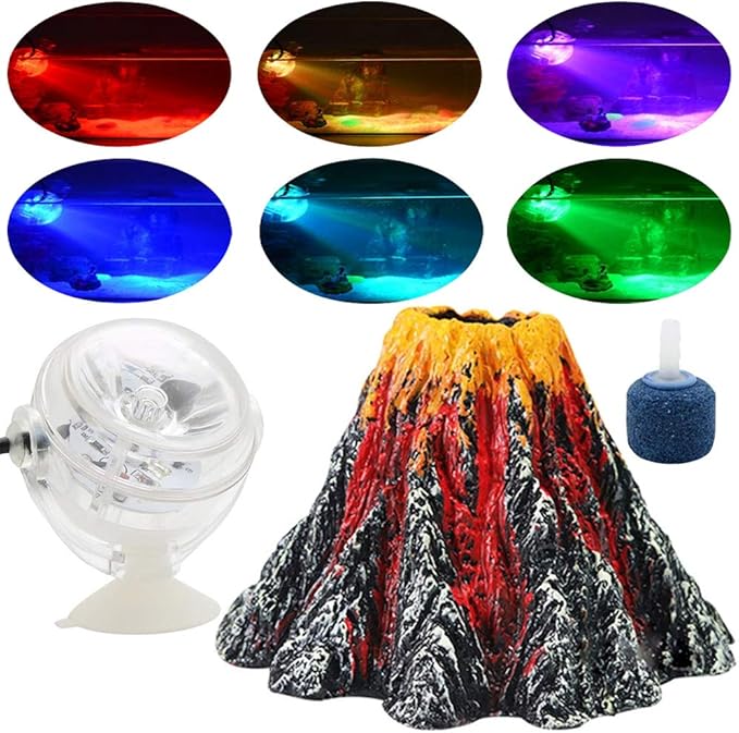 imagitarium bubbling led volcano aquarium ornament