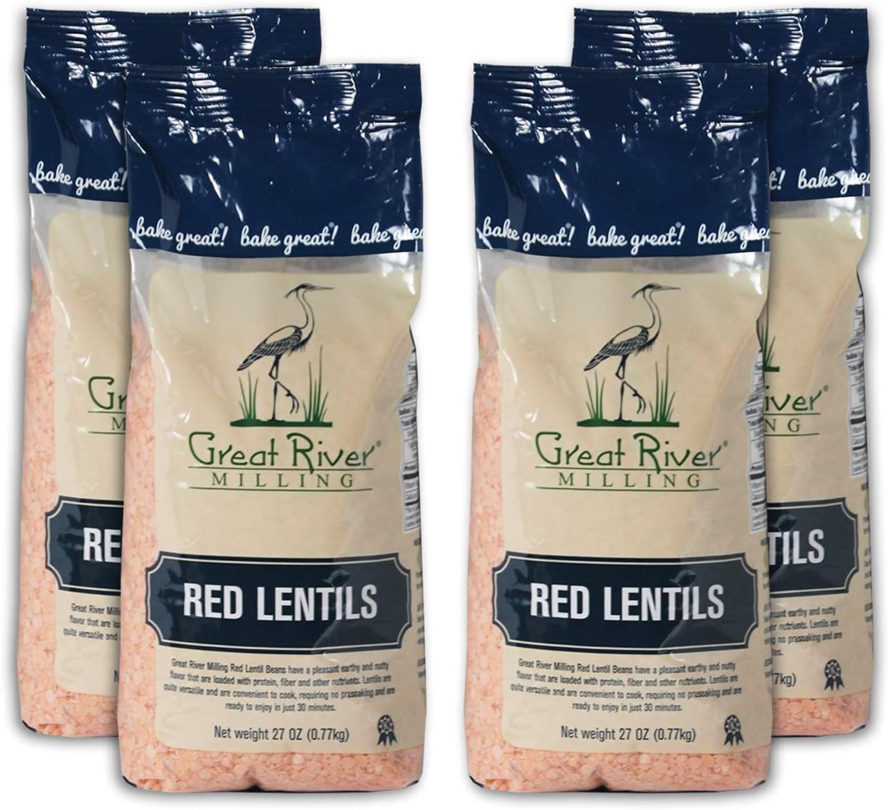 Great River Milling, Red Lentils, Non-Organic, 27 Ounces (Pack of 4)