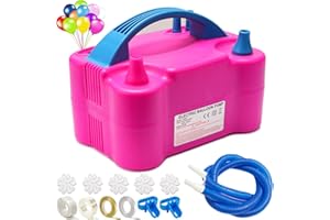 IRABEY Balloon Pump Electric with 12 Balloon Accessories, Portable Electric Dual Nozzle Blower Balloon Pump Inflation for Party Decorations, Baby Shower, Sport, Wedding(100-120v, 600W, Rose Red)