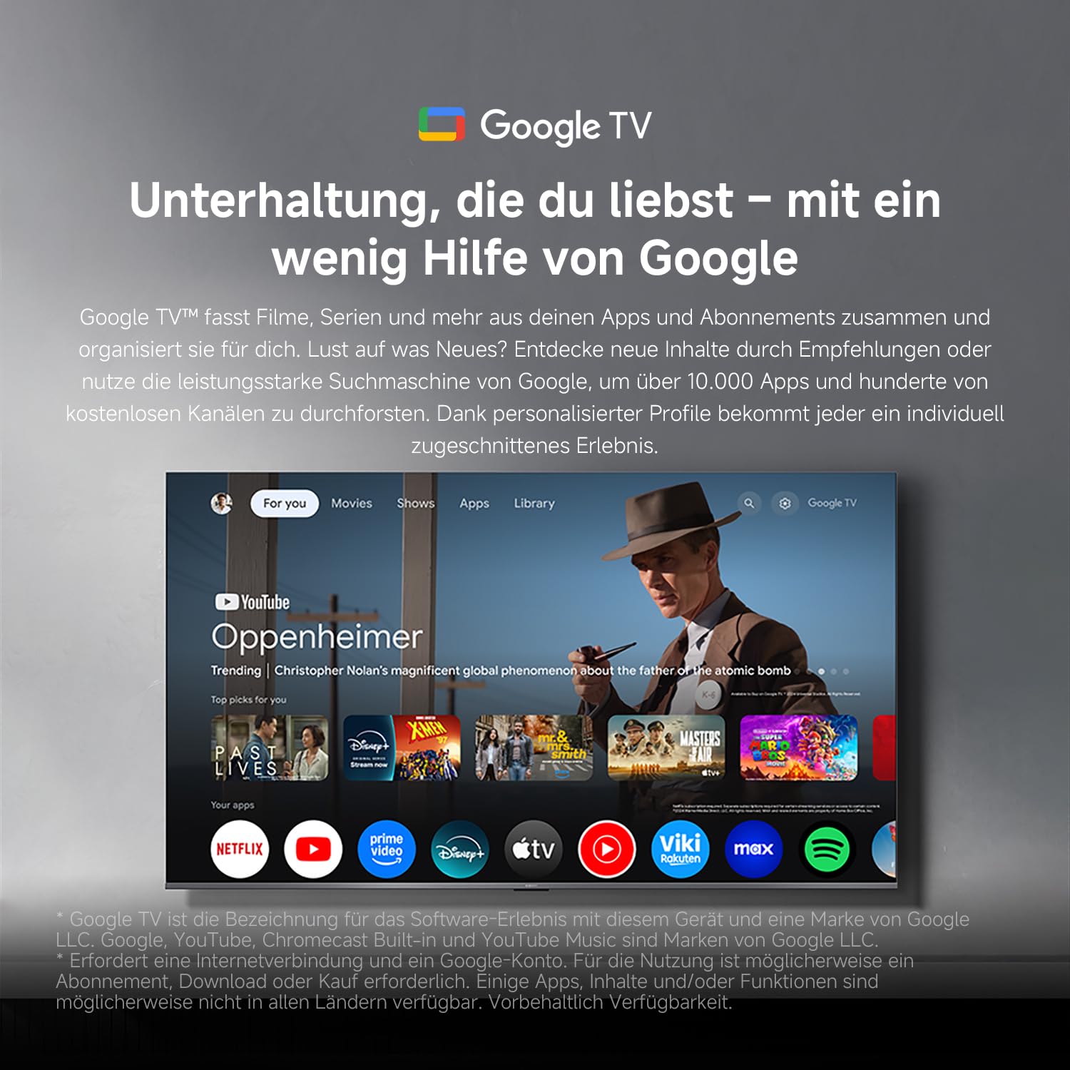 XIAOMI A Pro, 65" (165 cm), 4K UHD QLED, Smart TV, Google TV, Triple Tuner DVB-C/S/S2/T/T2, HDR10+, Game Boost 120Hz, MEMC, Sprachsteuerung mit, 2+8GB, Kompatibel mit Apple Airplay & Google Cast 3