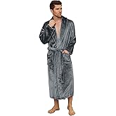 U2SKIIN Mens Fleece Robe Plush Collar Shawl Bathrobe