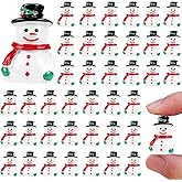 QAUYETM 60 Pcs Mini Snowman Figurines Christmas Figurines to Hide Tiny Small Resin Snowman Figures Decorations Micro Landscape Crafts Garden Dollhouse Ornaments for DIY Xmas Home Party Decor
