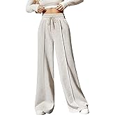 Yousify Wide Leg Sweatpants for Women Casual Elastic High Waisted Drawstring Long Pants with Pockets