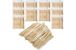 1000 Pcs Bamboo Forks, BetterJonny Disposable Forks Two Prongs Skewers Blunt End Toothpicks Mini Cocktail Tasting Forks Fruit