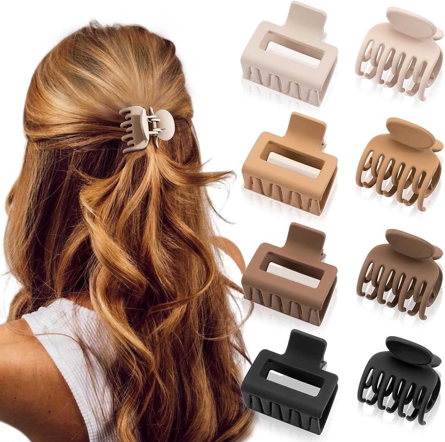 8 Pack Hair Claw Clips Double Row Teeth Hair Clips, 1.6" Small Hair Clips Jaw Clips for Thin Medium Fine Hair, No Slip Hair Clamps hair Accessories for Women Girls