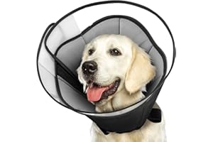 Dog Cones for Large Medium Small Dogs After Surgery, Megeo Adjustable Soft Dog Cone Collar, Dog Recovery Collars to Prevent Pets from Touching Stitches, Wounds and Rashes (Grey, X-Large)