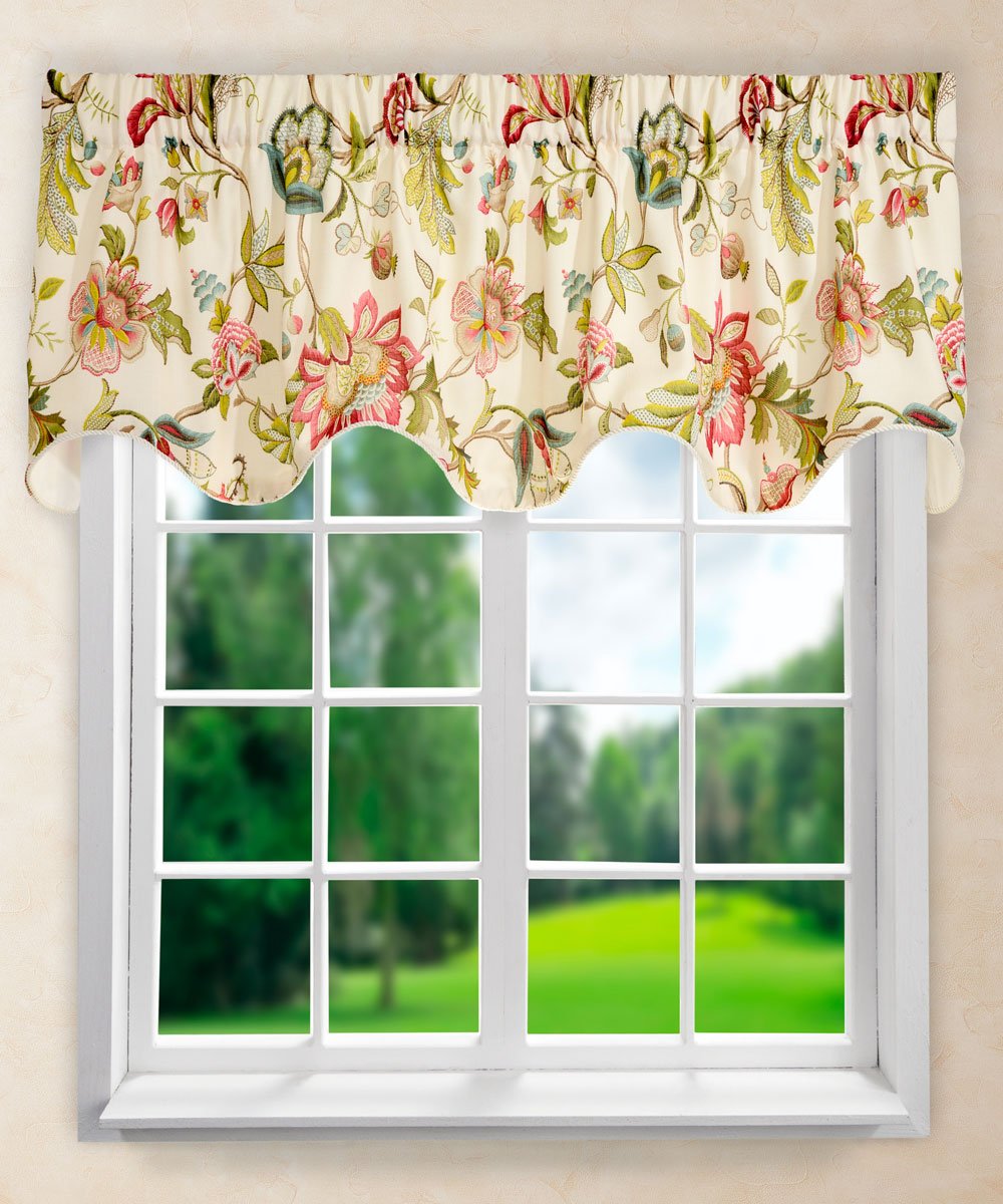 Ellis Curtain Brissac Lined Scallop Valance, 70 x 17, Red — image 1