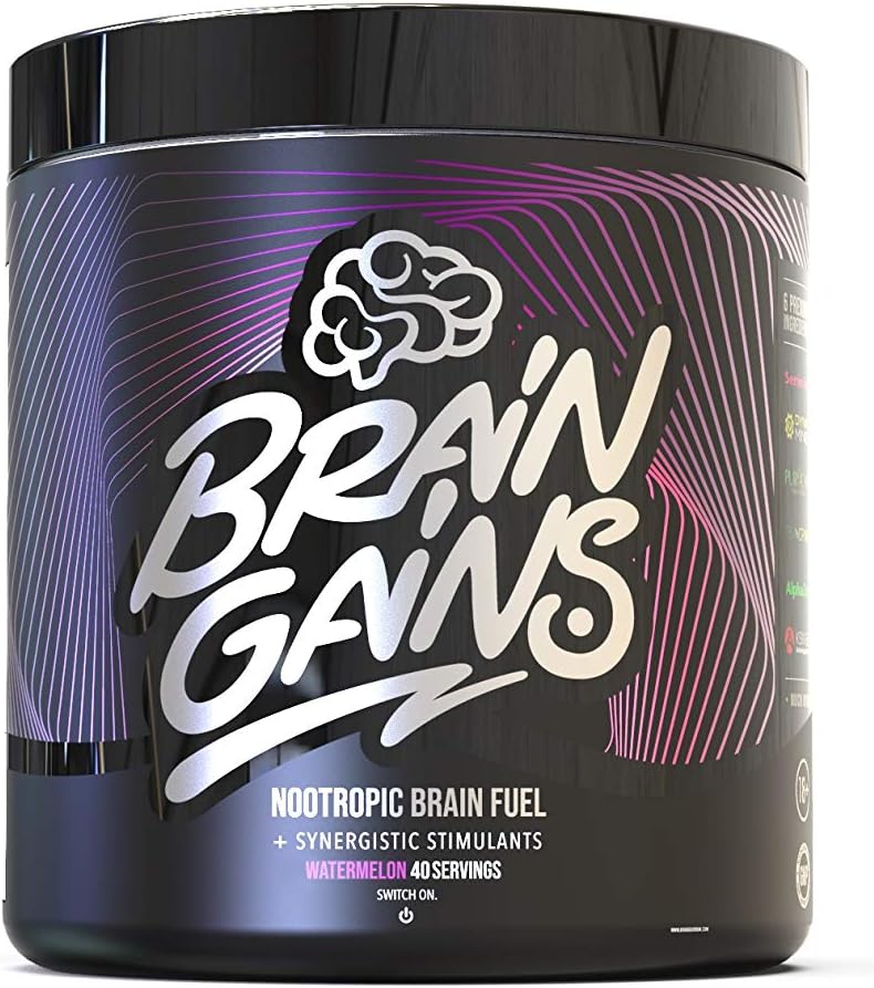 Brain Gains Nootropic Brain Fuel Black Edition 40 Servings Watermelon, 260 g