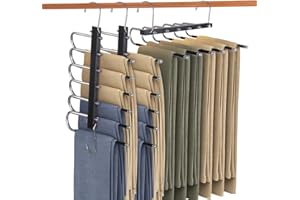 BPFY 3Pack Pants Hangers Space Saving, Multiple Layers Space Saving Hangers for Closet Storage, Foldable Scarf Hanger for Jea