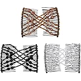 FXQHAN 3 Pieces Magic Hair Comb Elastic Beaded Hair Clips Women Bride Double Slides Stretching Hairpins Combs for Popular Hairstyles