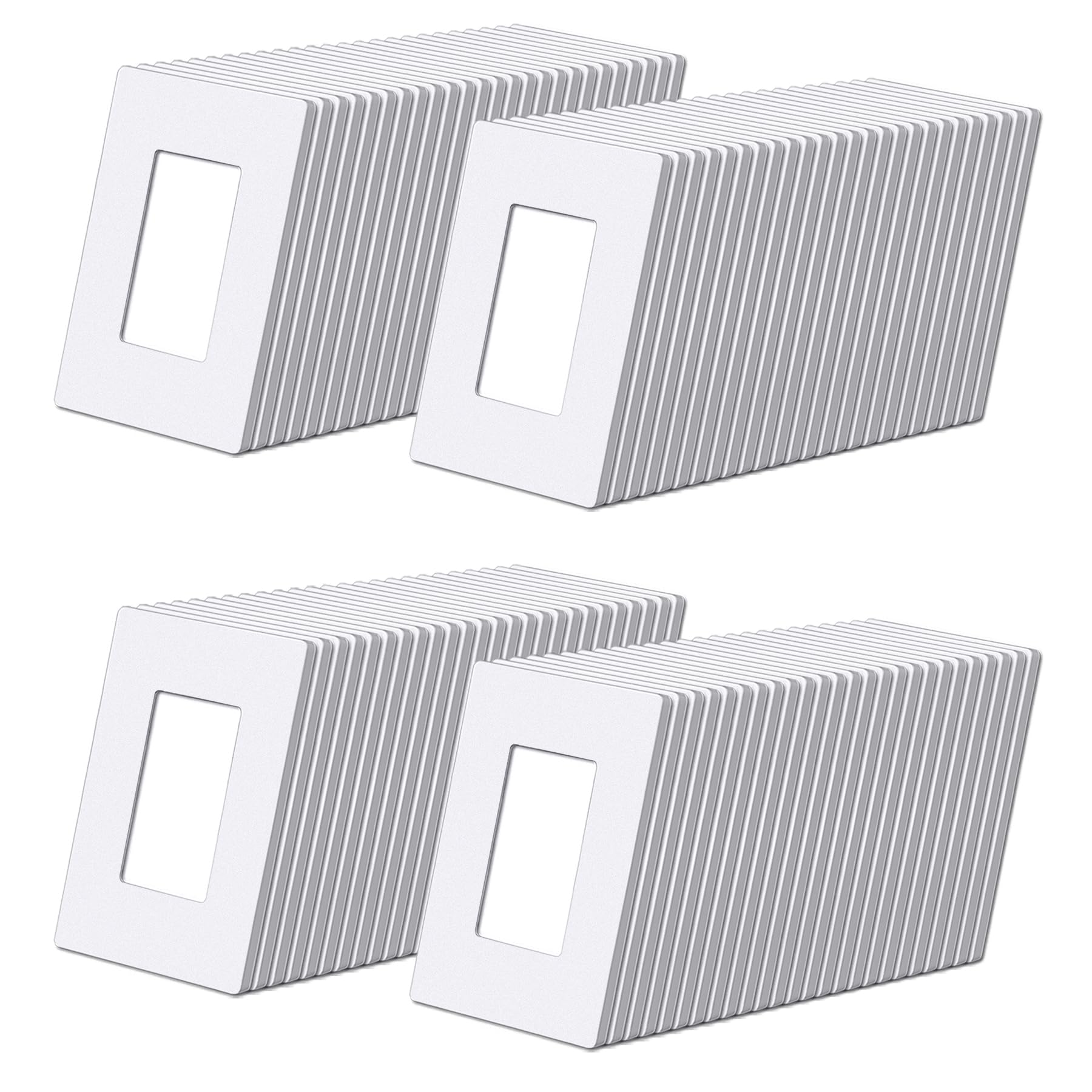 Photo 1 of (100 Pack) BESTTEN USWP6 Matte Snow White Decorator Screwless Wall Plate, 1-Gang Decor Switch Plate, Decorative Outlet Cover, for Dimmer, USB, GFCI, Receptacle, Light Switch