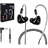 DCMEKA in Ear Monitor Headphones, HiFi Stereo IEM Earphones, Dynamic Dual Driver Wired Earbuds with Detachable Cable, Noise Canceling Headset for Singers Musicians Drummers Audiophile (Black)