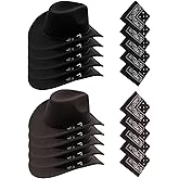 TOPACC 10 Pcs Felt Cowboy Hat and Bandana Set for Women Men Western Costume Cowgirl Cowboy Hat Bulk for Adult Costume Party