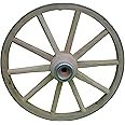 AMISH WARES Functional - Wood Wagon Wheel - Small Cart Wooden Wagon Wheels - 12 inch with 10 Staggard Spokes and 1/2 inch Steel Sleeve axle Hole