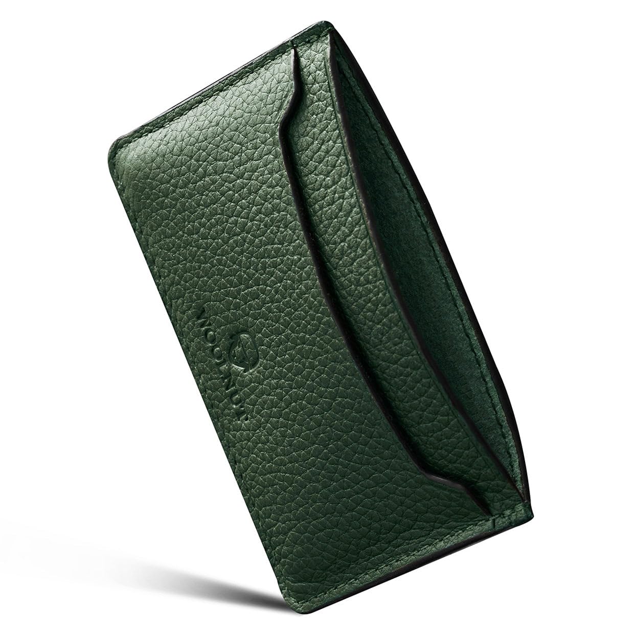 Woolnut Minimalistic Card Holder Wallet in Scandinavian Full Grain Leather - Green