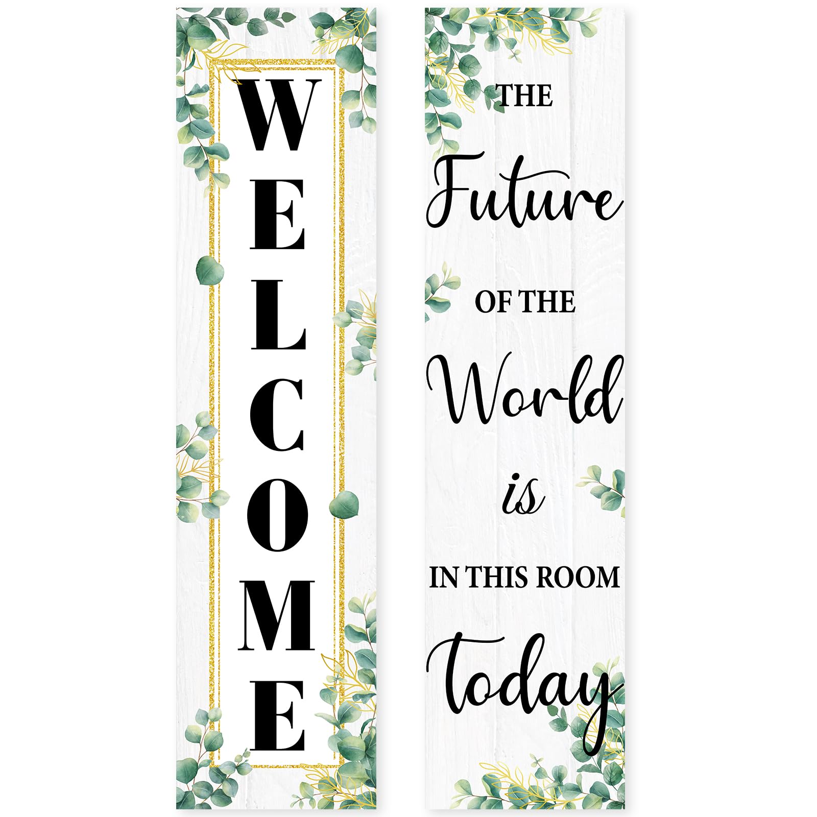 Photo 1 of Eucalyptus Classroom Welcome Poster Decorations, Welcome Sign for Teachers, Positive Back to School Classroom Banner for Elementary Middle School Bulletin Board Posters Decor