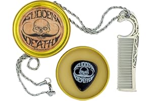 THE VINTAGE GROOMING CO. Mustache Wax Strong Hold No Heat Required Sudden Death 1 oz Tin & Necklace Death Grip Mustache Comb Mens Combo Kit - Grooming For Men Handlebar Moustache
