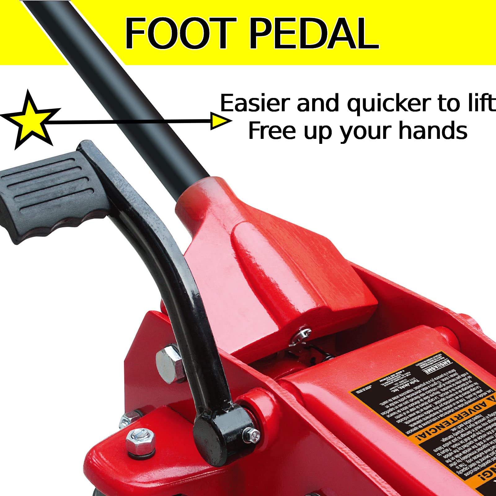 BIG RED TAM83012 Torin Pro Series Hydraulic Floor Jack with Single Quick Lift Piston Pump and Foot Pedal, 3.5 Ton (7,000 lb) Capacity, Red