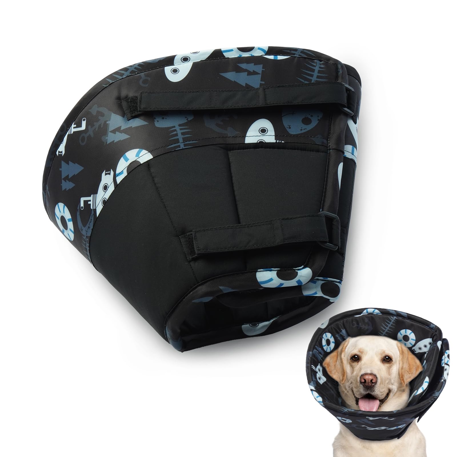 Hjumarayan Soft Dog Cone - Cones after Surgery Soft, Buster Collars for Dogs, Cone for Dogs Prevent Licking, Comfy Recovery Collars, Medical Neck Collar to Stop Licking Wound (Black M)