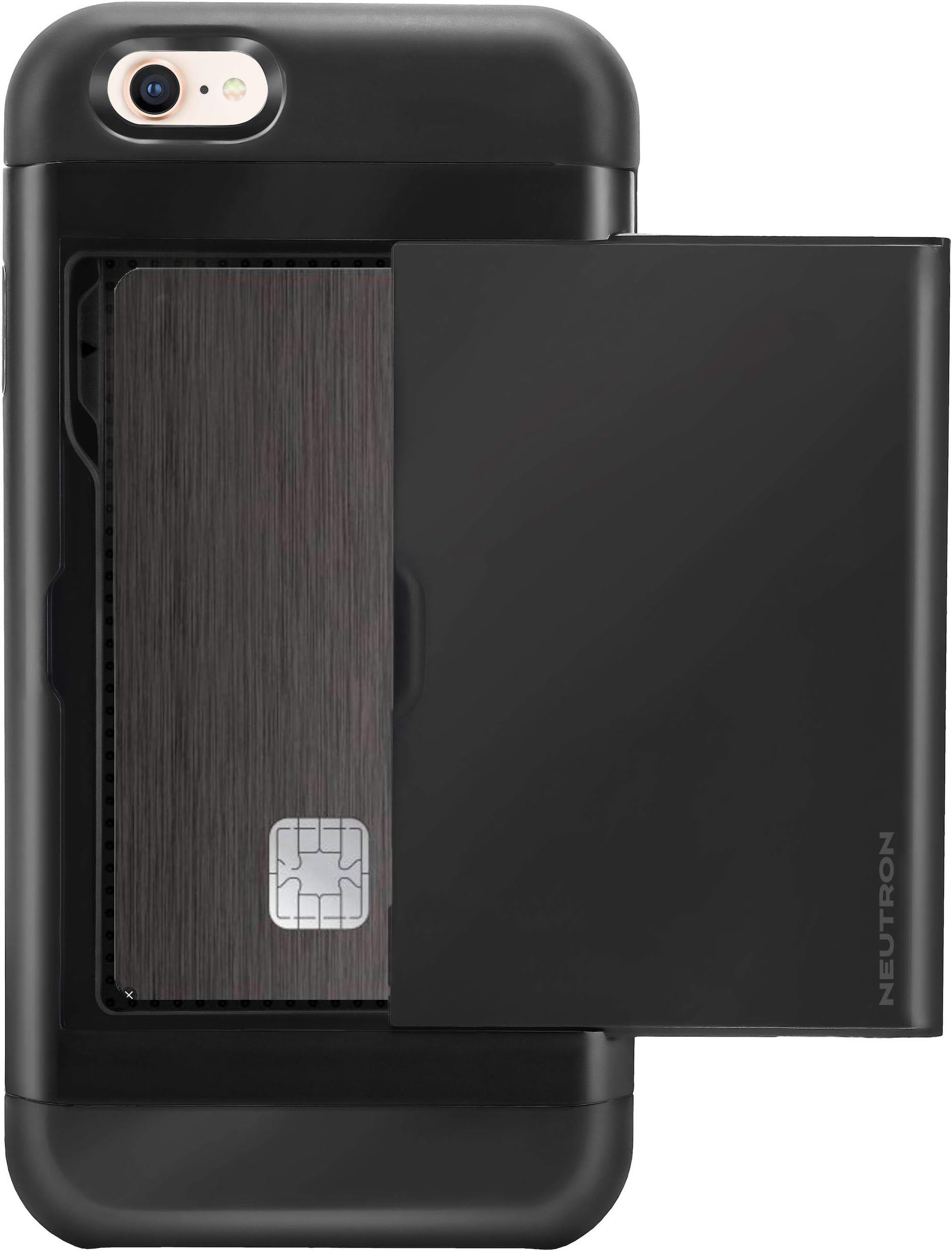 Neutron iPhone 7 and iPhone 8 Case with Card Holder | Dual Protection Credit Card & Cash Wallet ID Slot (Black)