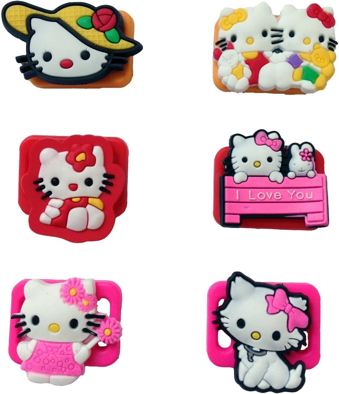 Hello Kitty Shoelace Decoration Clips 6 Pcs Set #1 by Atlantis USA