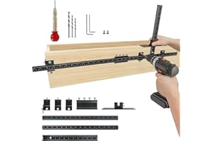 BaoNeedy PRO Cabinet Hardware Jig, 32-inch Detachable Cabinet Handle Jig with Auto Center Punch, Aluminum Alloy Cabinet Handle Template Drill Guide, Cabinet Pull Jig for Handle Knob Pull, Drawer/Door