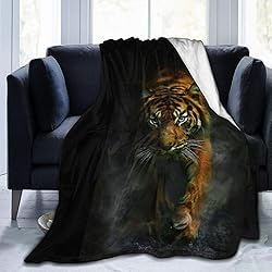 WAZHIJIA Tiger Fleece Throw Blanket, Fuzzy Warm