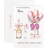 MAGJUCHE 99th Birthday Card for Mom, 5x7 Inch with Envelope & Wax Seal, from Daughter/Son