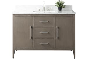 Vanity Art 48 inch Bathroom Vanity with Single Sink & Ceramic Top, Vanity Cabinet with Soft-Closing Doors, Drawers, Solid Wood Frame, Driftwood Gray, VA9048-DG-BN1
