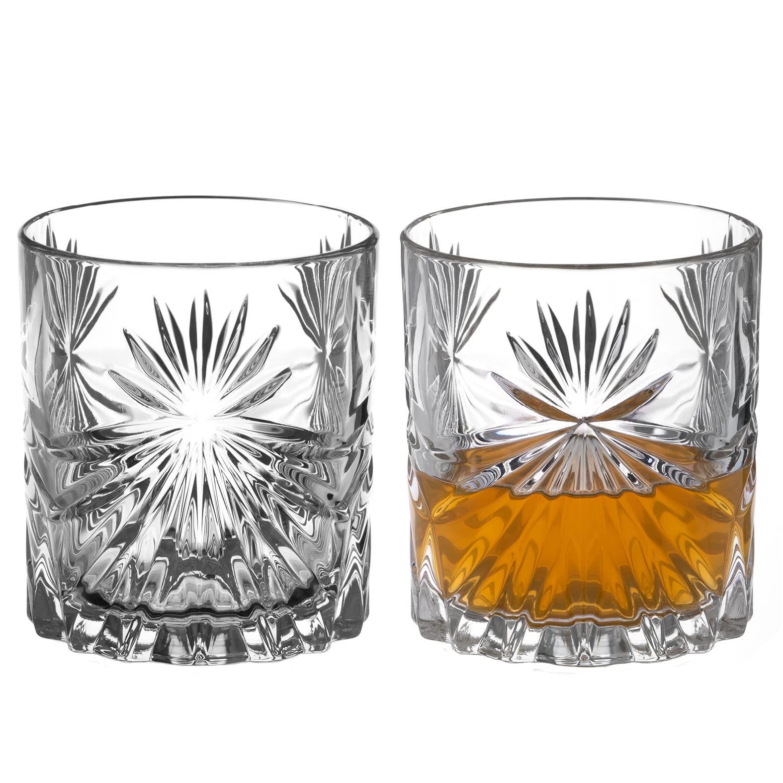 DIAMANTE Whisky Glasses Crystal Short Drink Tumblers Pair – ‘Riviera’ Collection – Gift Box of 2
