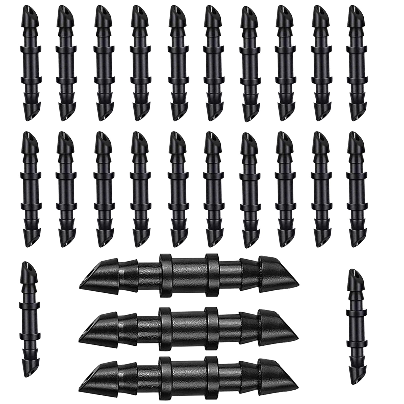 200pcs Straight Barbed Connector for 1/4 Inch Tubing, HOINCO Drip Irrigation Fitting Extender for Garden System (Black)