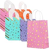 SEHOI 60 Pack Kraft Star Theme Gift Bags with Handles,Colorful Party Favor Bags for Birthday Graduation Christmas Corporate Gifts (22x16x8 cm)