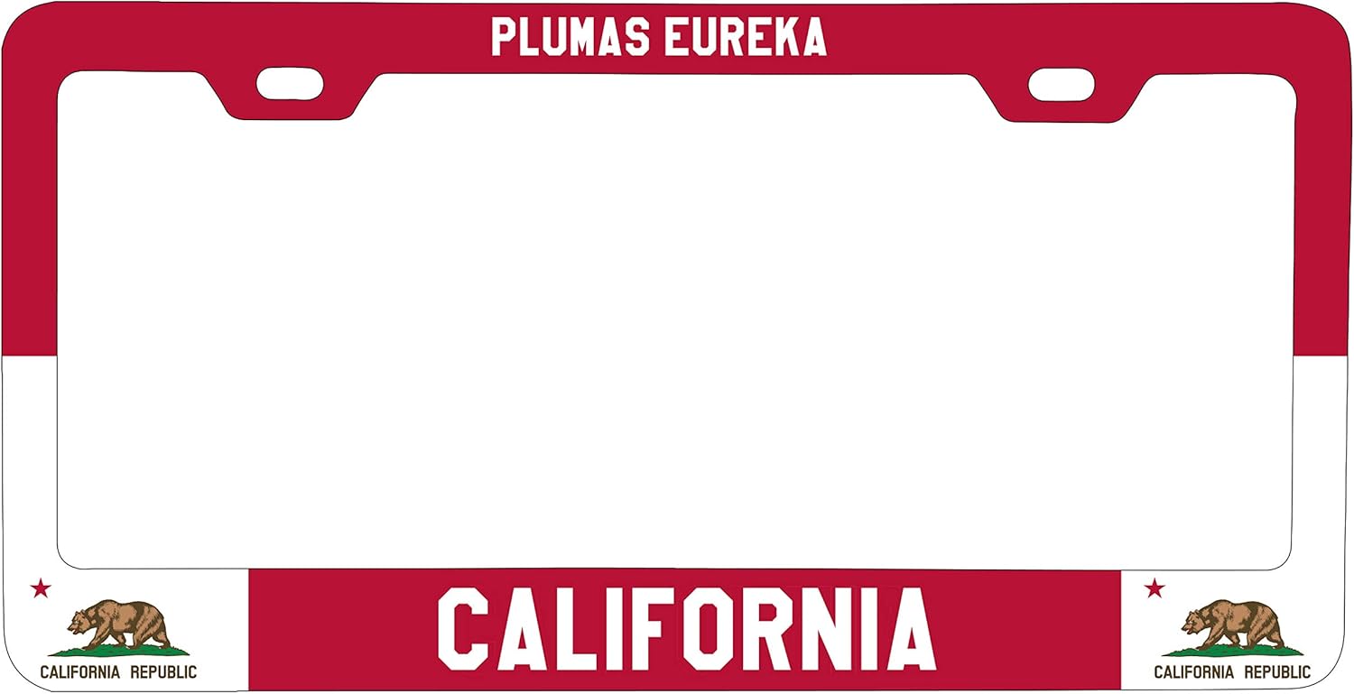 R and R Imports Plumas Eureka California Metal License Plate Frame