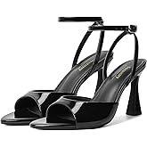 Susanny High Heels for Women Pointed Open Toe Strappy Chunky Block Heels Ankle Strap Stiletto Kitten Heeled Sandals Wedding Bridal Party Prom Sexy Dress Shoes