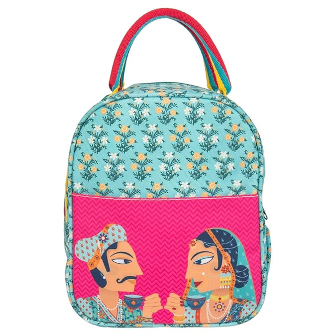 Chumbak Women's Polyester Elegant Raja Rani Lunch Bag (Blue) Amazon